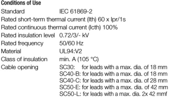 分裂鐵芯電流互感器 SC40-B 、SC50-E產(chǎn)品系列參數(shù)